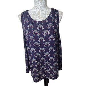 Daniel Rainn Albado Tunic Top Sleeveless Blue Floral Blouse Women's XXL